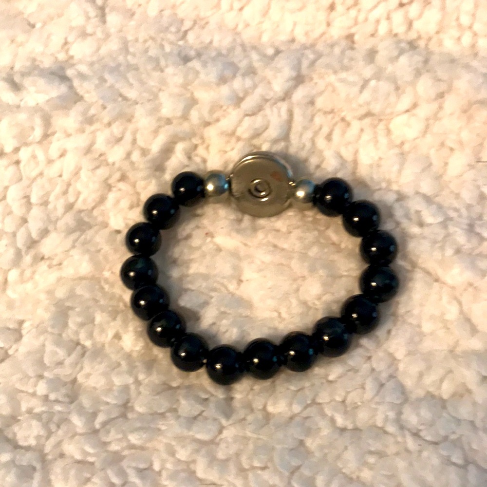 🛑🛑Black Bead Snap Button Stretch Bead Bracelet with Pearl and Crystal Snap✨ - Picture 5 of 5